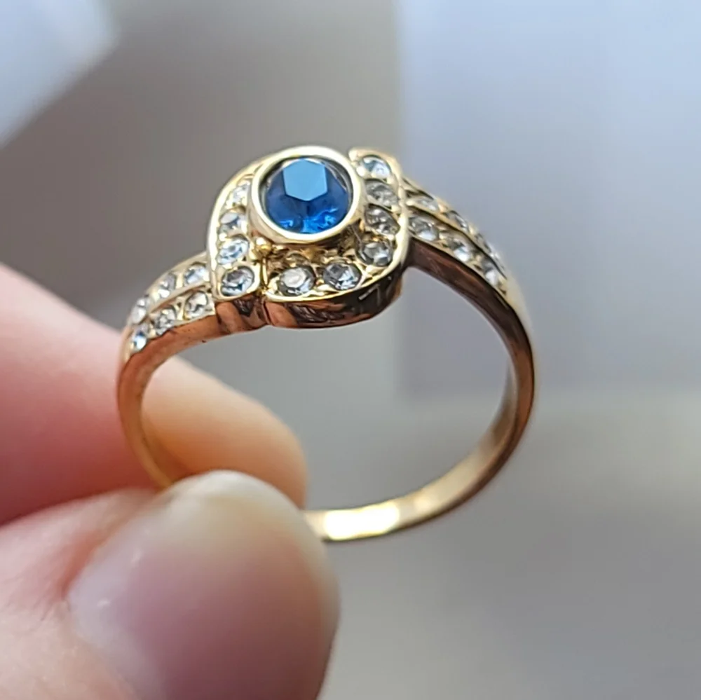 Vintage Sapphire and Diamond Simulated Stone Wrap Ring Size 9.5